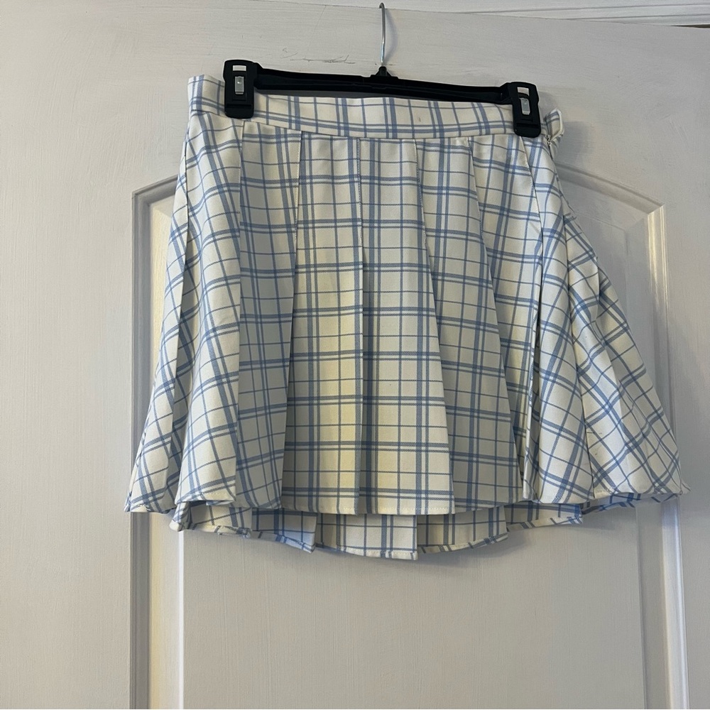 Garage Blue And White Plaid Tennis Skater Skirt